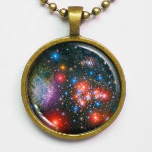 Star Image Necklace - Star Clusters In Milky Way -..