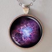 Nebula Necklace - Purple Crab Nebula Image Necklace - Galaxy Series