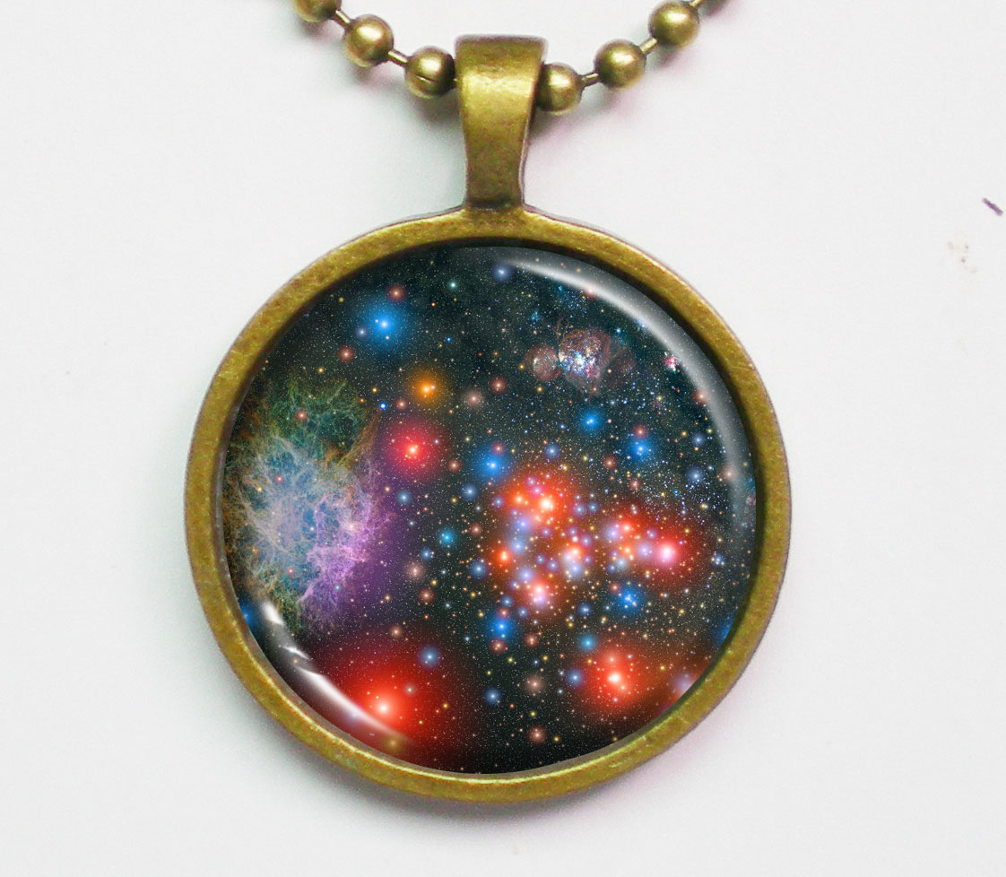 Star Image Necklace - Star Clusters In Milky Way - Galaxy Series