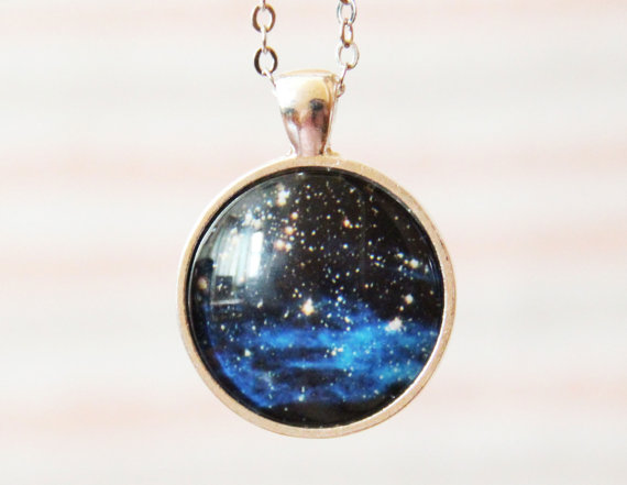 Cosmic Pendant Necklace -stars Clusters Ngc 1850- Galaxy Pendant Series