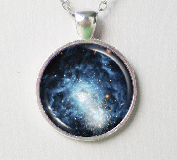 Galaxy Necklace - I Zwicky 18, Astronomy Necklace - Galaxy Series
